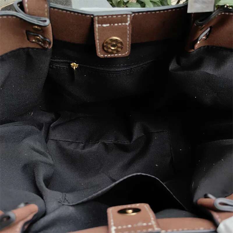 Meet You Vintage Scrub Faux Suede Handbag For Women Autumn Large Capacity Tote Pleated Leather Daily Commuter Shoulder Bag
