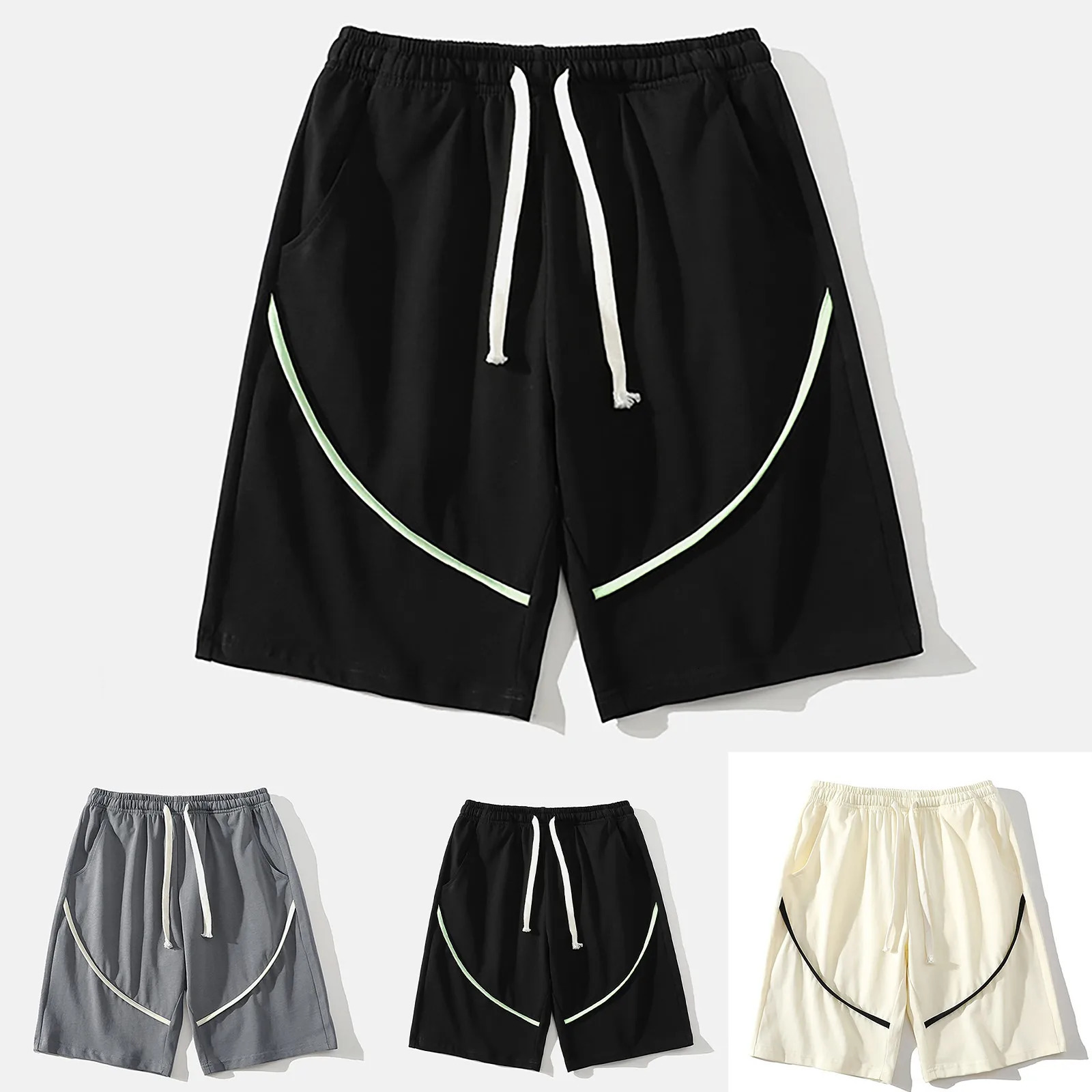 Mens Casual Sports Shorts Summer Five Quarter Pants Loose Breathable Shorts Holiday Leisure Trousers Male Fashion Slacks 250310