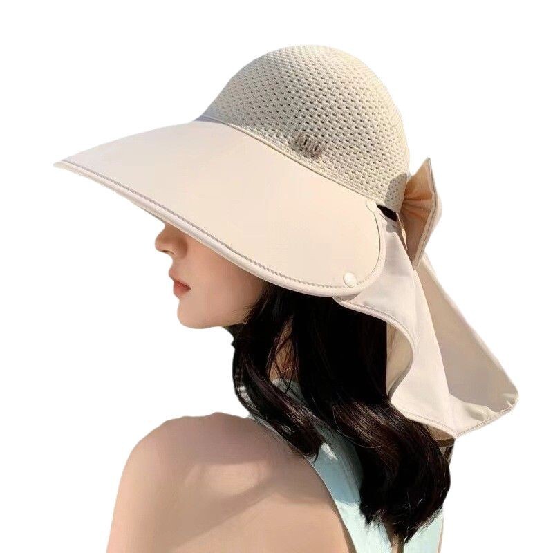 baseball cap New Large brimmed Sunshade for Women's Summer Seaside Breathable Grass Weaving Face Covering Lace Beach Sunscreen Hat