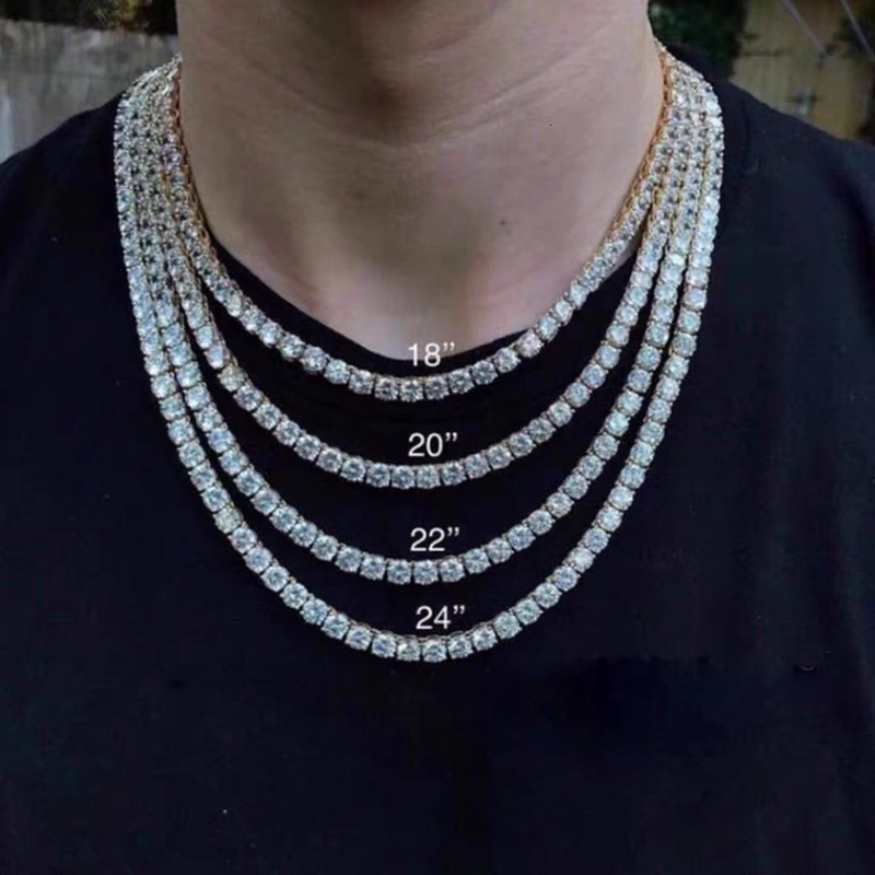 KNOBSPIN D VVS1 6.5mm Full Moissanite Tennis Necklace for Women Man Sparkling Diamond with GRA 925 Sterling Silver Neck Chain