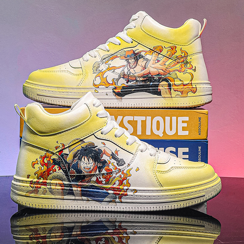 2025 New Chinese Couple Live Streaming Style Designer Trendy Fashion Anime One Piece Drawing Board Casual Shoes Men's Edition