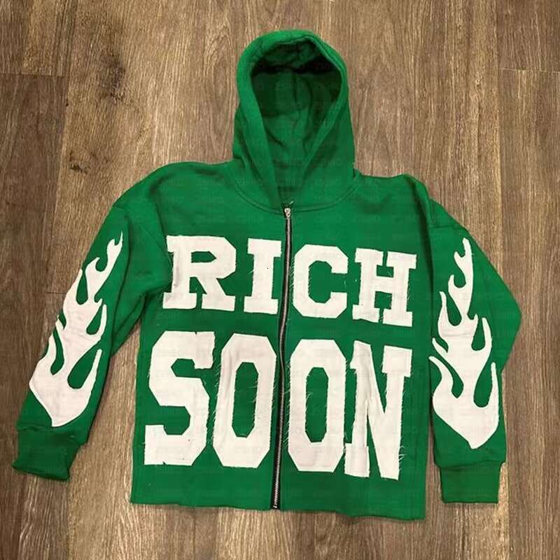 Street Hip Hop Alphabet Embroidered Cardigan Zipper Hoodie Youth Casual Sweatshirt