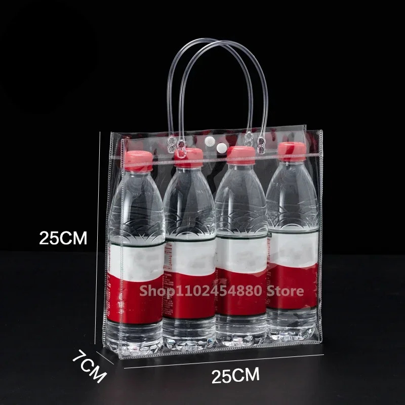 10pcs/20pcs/lot Transparent soft PVC gift tote packaging bags with hand loop clear Plastic handbag cosmetic bag 250305