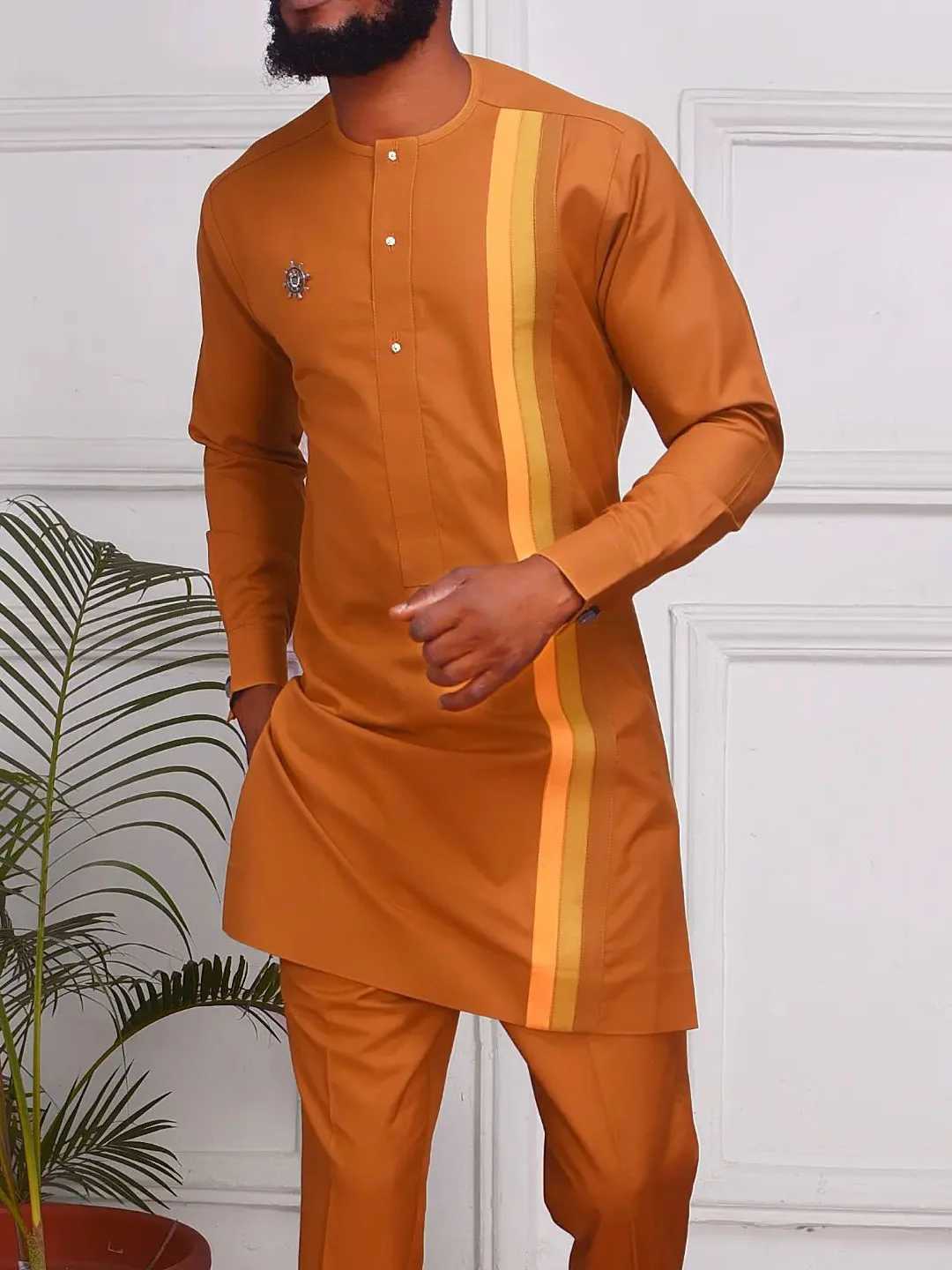 2 pieces of traditional African mens Kaftan evening dress party dress African clothing Dashiki set Robe clothing 2025 X250313