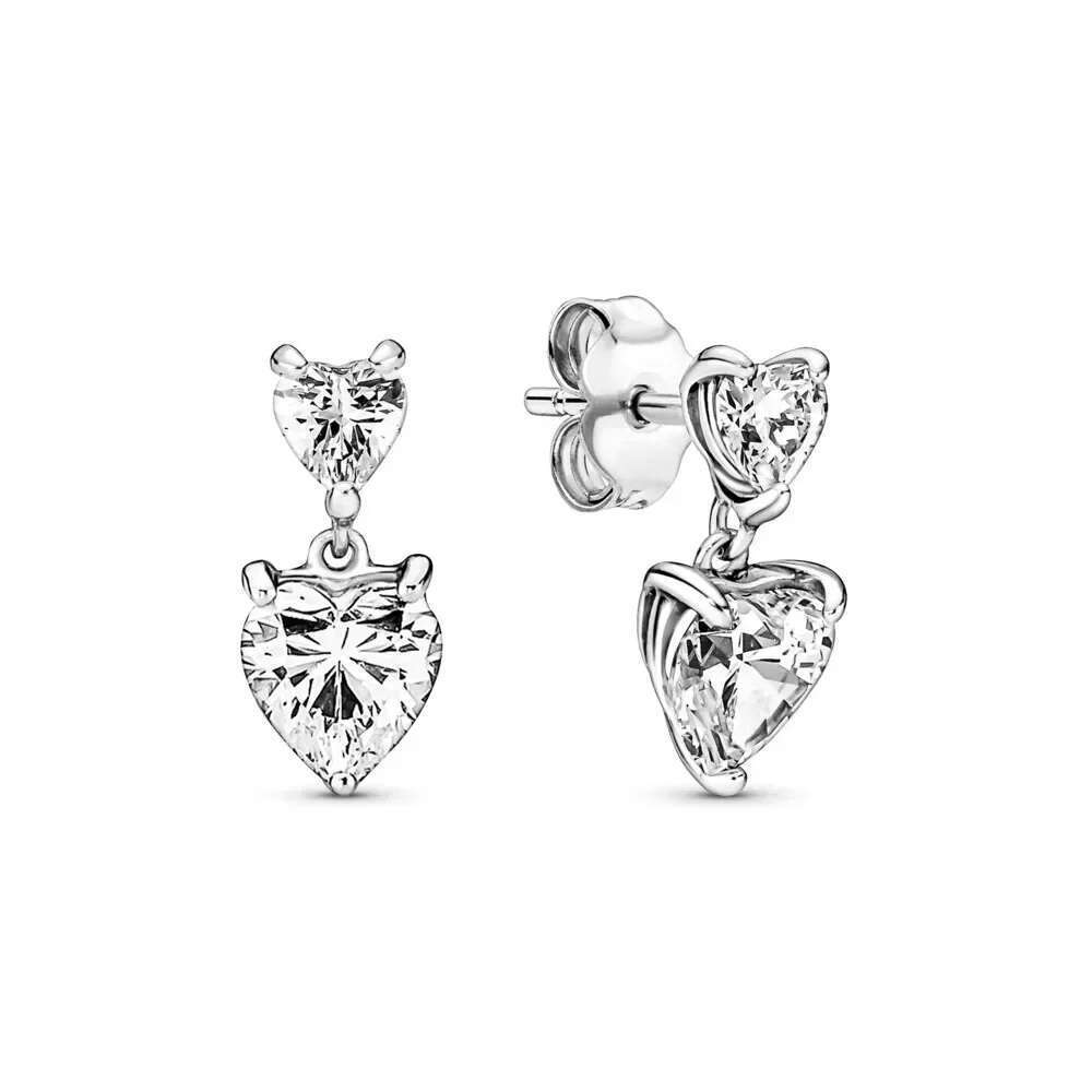 NEW 925 Sterling Silver pretty Mother Day Family Always Encircled Hoop Earrings Mum Pave Heart Rings Fit Women Gifts