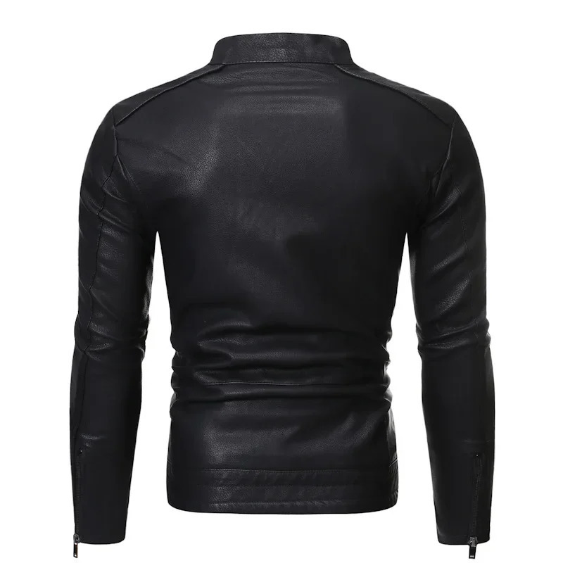 Spring and Autumn Mens Slim PU Leather Jacket Fashion Trend Korean Fit Casual Motorcycle 250313
