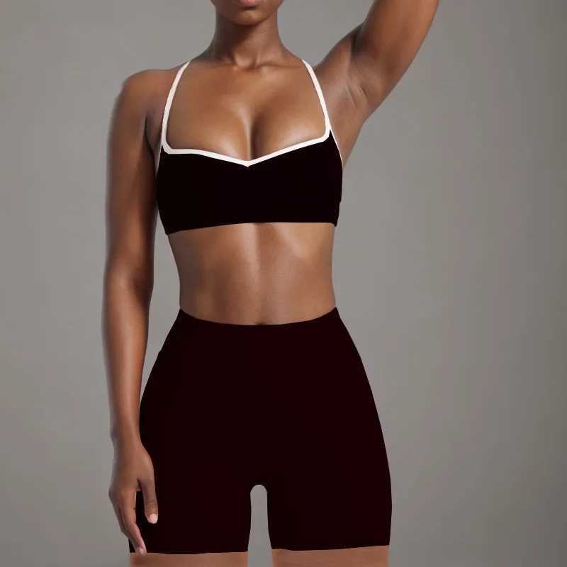 Women's Tracksuits SVEIC Bra Set Contrasting Color Fitn Sports Suits High Waisted Leggings Sportswear Workout Running Training Gym Clothing Y2503