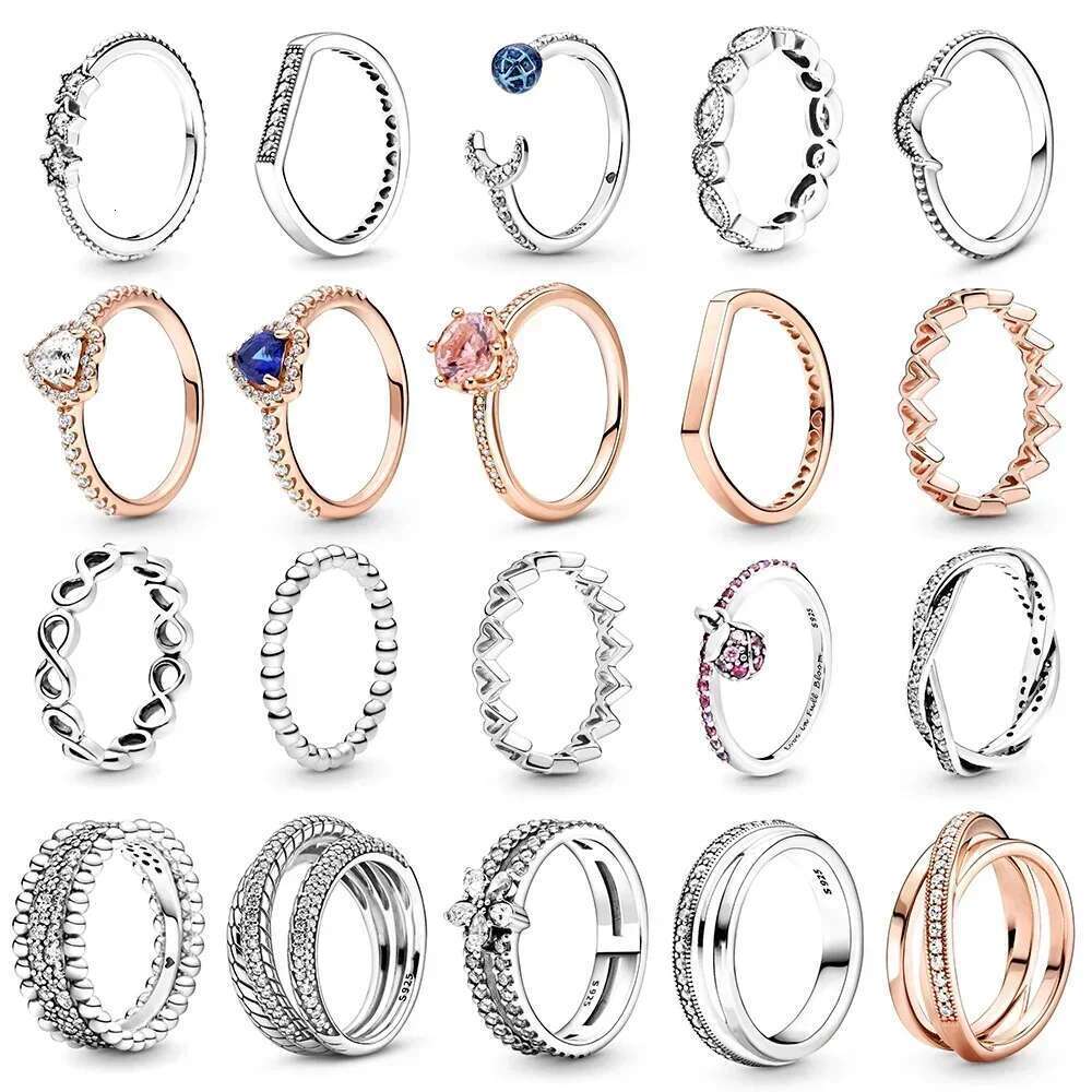 High-Quality 925 Sterling Silver Pretty Sparking Snowflake Double Ring Crescent Moon Beaded Rings Christmas Gift