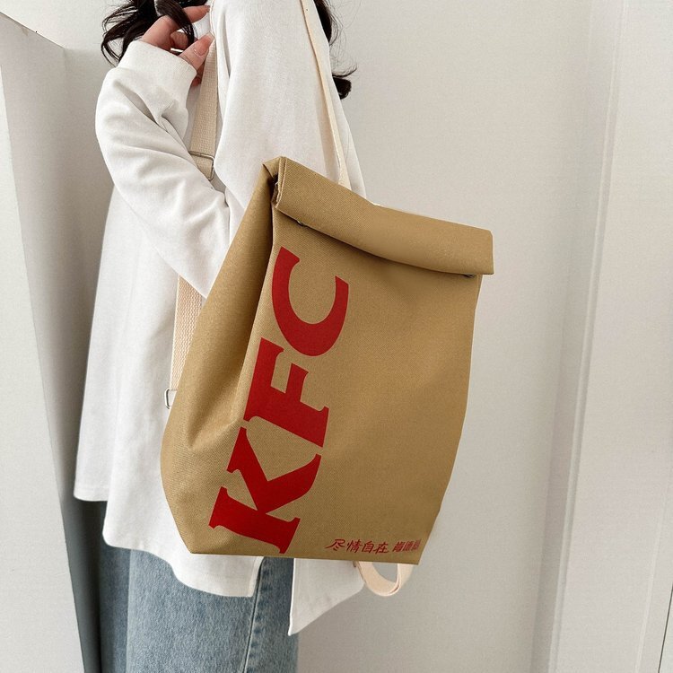Mcdonald s Backpack 2025 New Letter Printed Paper Backpack Fashion Designer Personalized Backpack Trend Outdoor Leisure Storage Bag