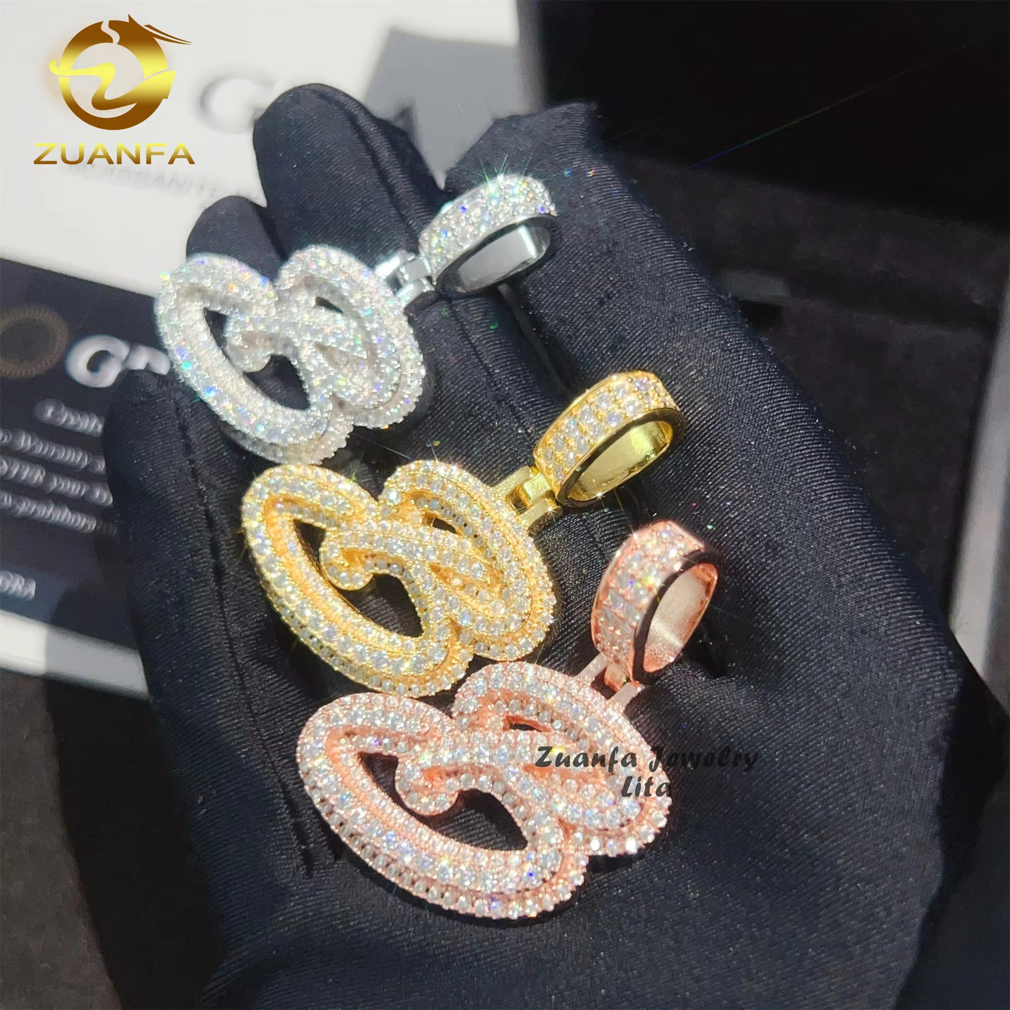 Hip Hop Jewelry Iced Out GRA Certificate 925 Sterling Silver Letter Custom Moissanite Pendant