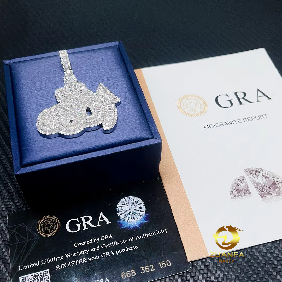 Fashion Hip Hop Jewelry VVS Moissanite Pendant Mens Necklace Pass Diamond Tester Iced Out Anchor Pendants