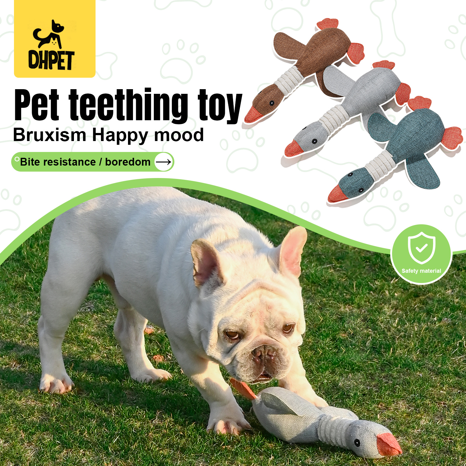 DHPET Squeaky Goose Durable Chew Aggressive Chewers Breed Dog Cat Play Interactive Toys for Small Medium Dogs Teething 12.99 Inch