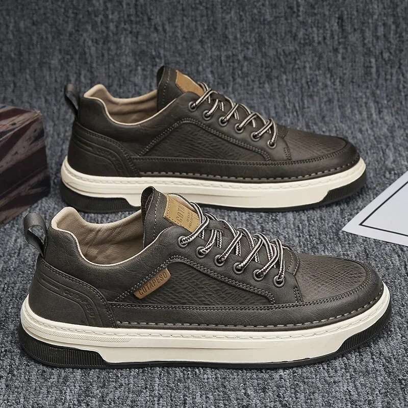 Casual Leather for Men 2025 Autumn Flats Black Brand White Male Sneakers Office Work Shoes atos Casuales
