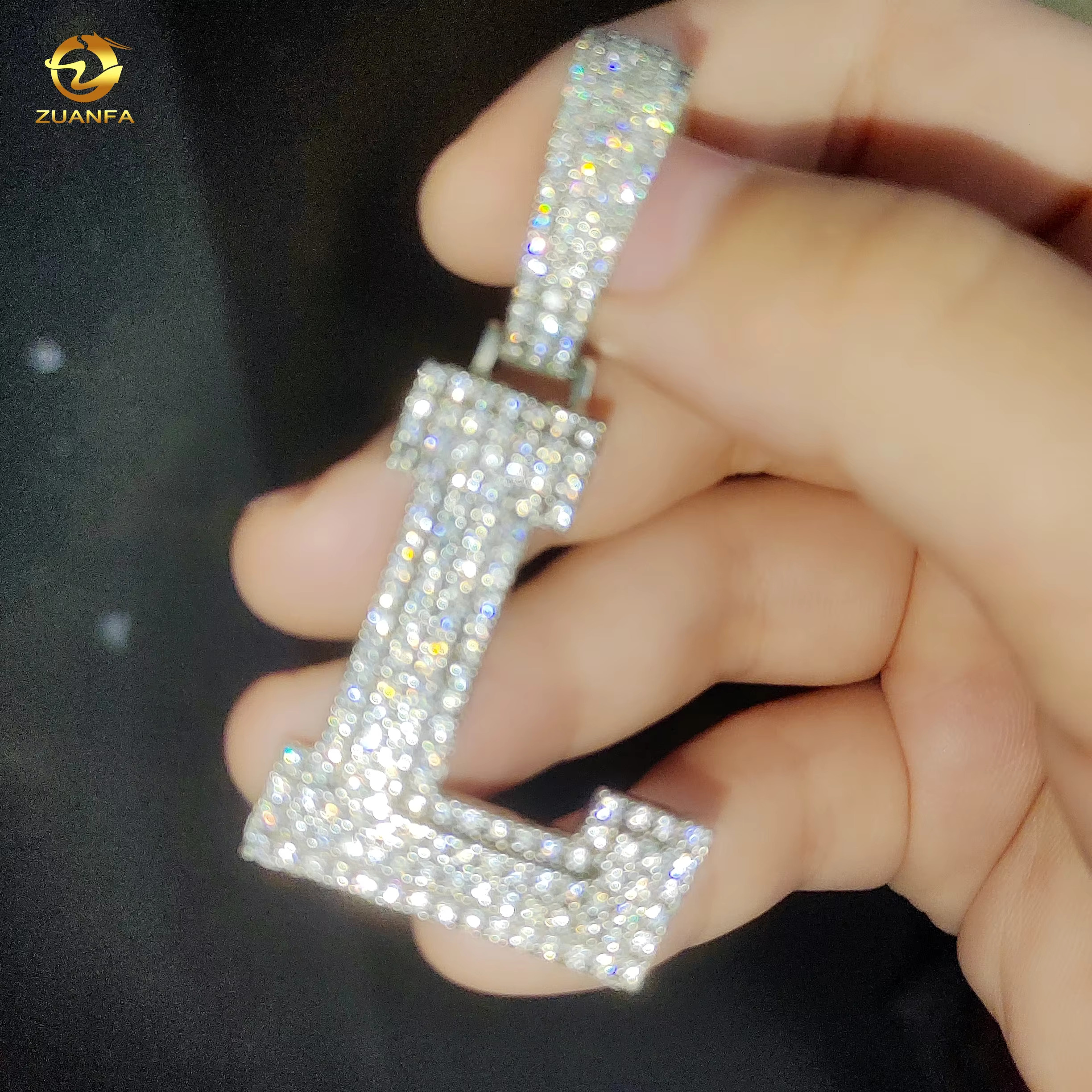 Iced Out Initial Name Pendants Hip Hop 925 Sterling Silver Jewelry Vvs d Moissanite Diamond Lucky Number Letter Pendant