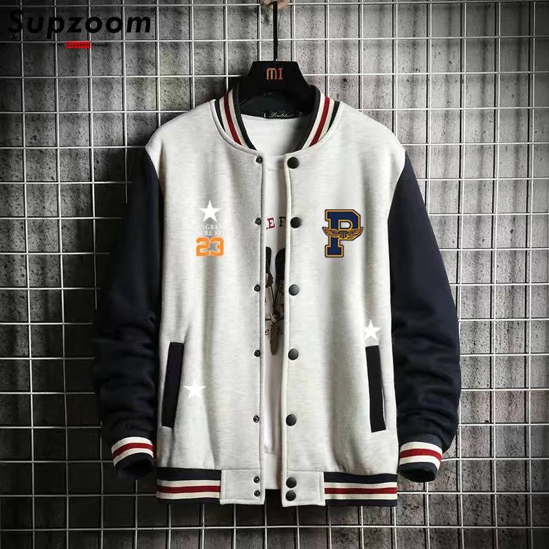 Supzoom Arrival Fashion Fleece Casual Baseball Uniform Cotton Spliced Regular Rib Sleeve Clothing Bomber Jacket Men 250313