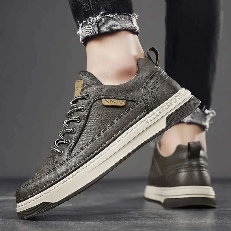 Casual Leather for Men 2025 Autumn Flats Black Brand White Male Sneakers Office Work Shoes atos Casuales