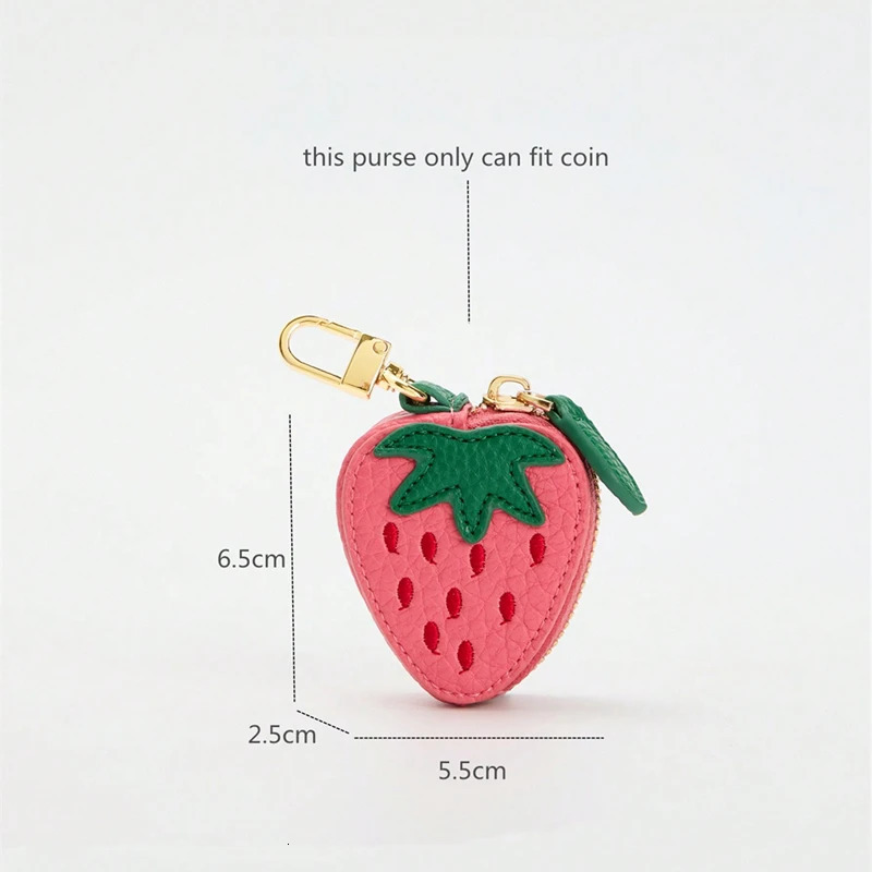 Strawberry Fruit Charm Coin Purchase Cute Keychain Mini Pocket Wallet Gift 250311