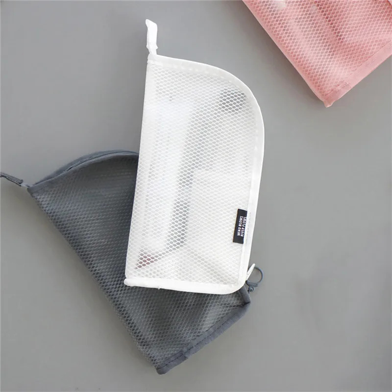 1 Pc Folding Zipper Travel Makeup Brush Bag Portable Mesh Cosmetic Bag Travel Makeup Bag Toothbrush Washing Organizer R250312