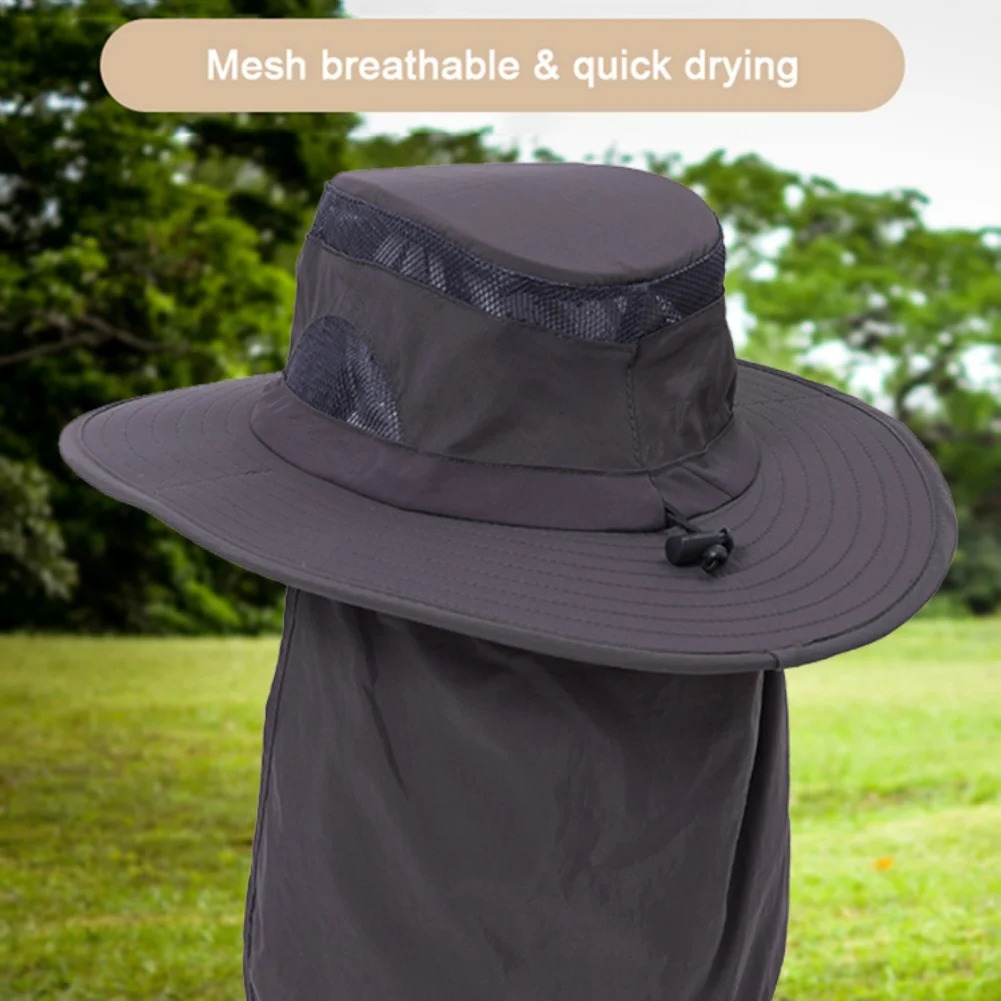 2in1 Summer UV Proteciton Bucket Hat With Back Neck Flap Cover Unisex Outdoor Safari Hiking Fishing 250304