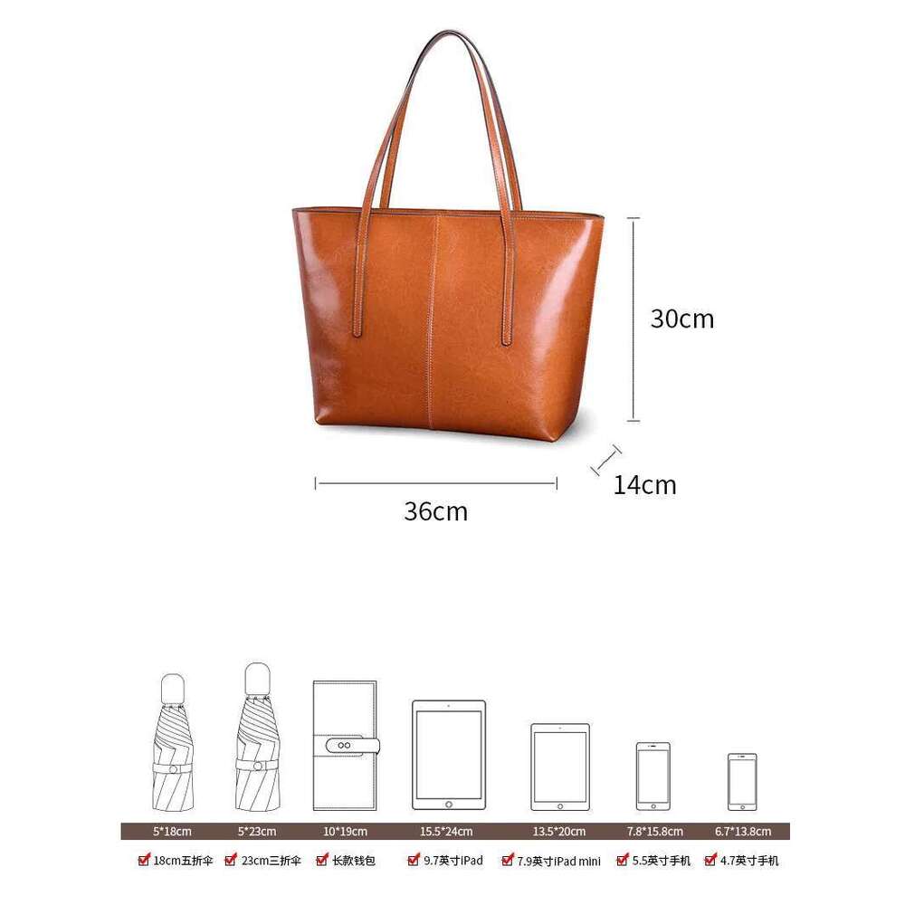 Women's Bags Women's Bags Wholesale Genuine Large Capacity Women's Bag Business Commuting Handbag Fashionable Oil Wax Leather Tote