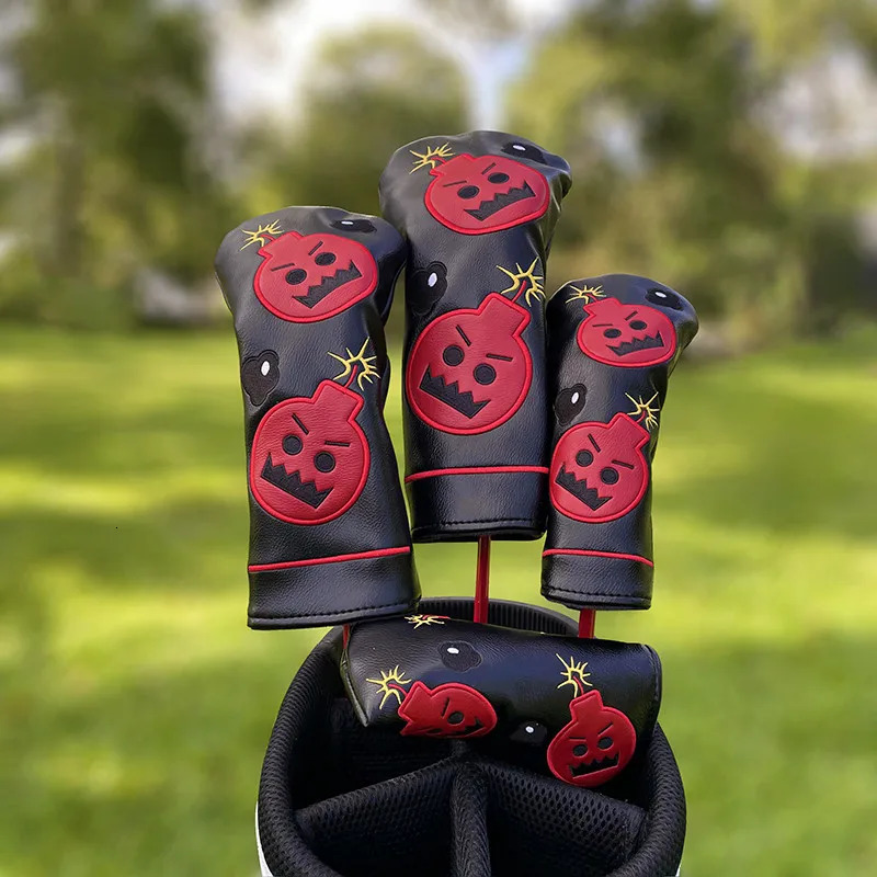 Demon bomb Golf Woods Headcovers Covers For Driver Fairway Putter Clubs Set Heads PU Leather Unisex 250312