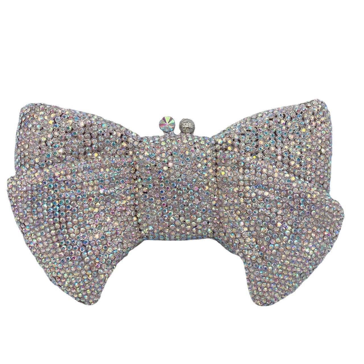 2021 New Bow Set Banquet Full Diamond Handbag Small Makeup Women's Bag Evening Clutch