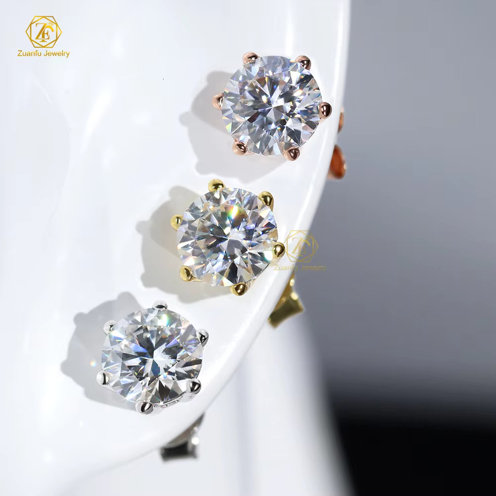 IGI Certified Lab Diamond Earrings Pure 14k Solid Gold Round Brilliant Cut Diamond AU585 05ct 1ct 15ct Lab Grown Stud Earrings