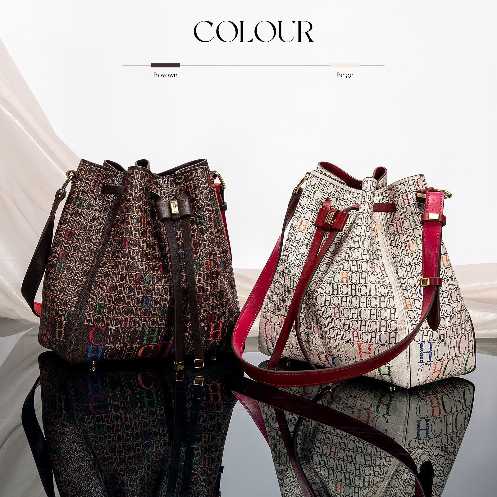 CHCH Drawstring Fashion Trend Bucket Large Capacity Women's Bag