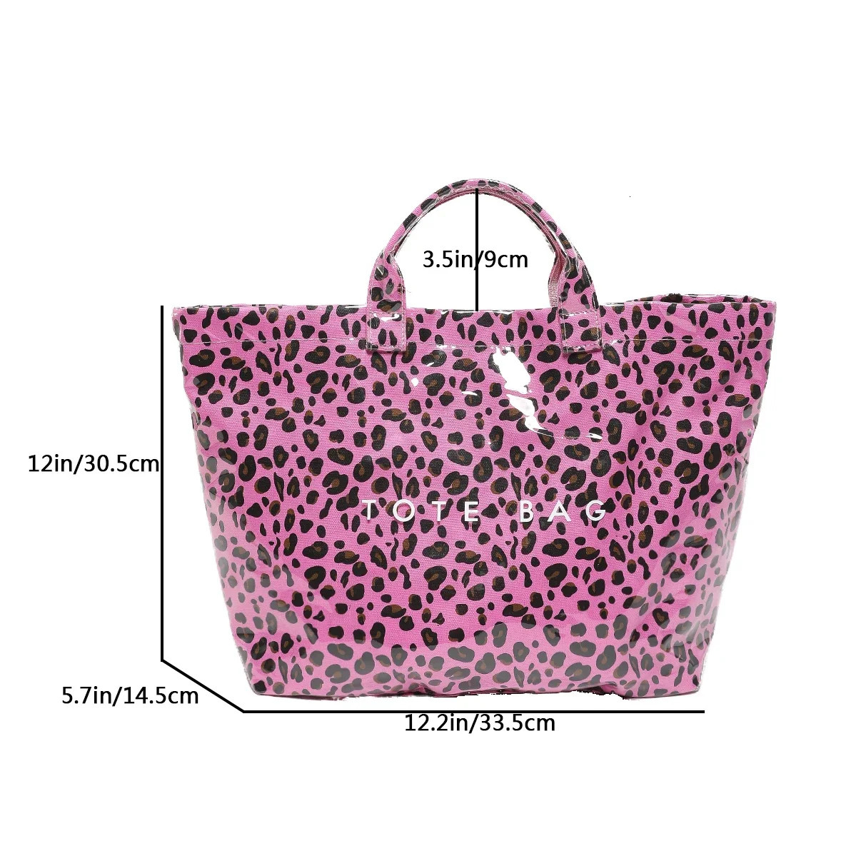Fashion PVC Reusable Shopping Bag Vintage Leopard Womens Bag Large Capacity Waterproof Handbag Tote Beach Bag Travel R250312