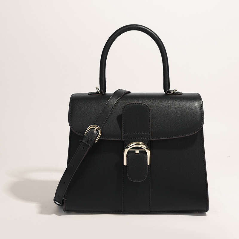 Belgian New Brillant Color Blocked Box Cowhide Horseshoe Buckle Crossbody Bag Handbag For Women