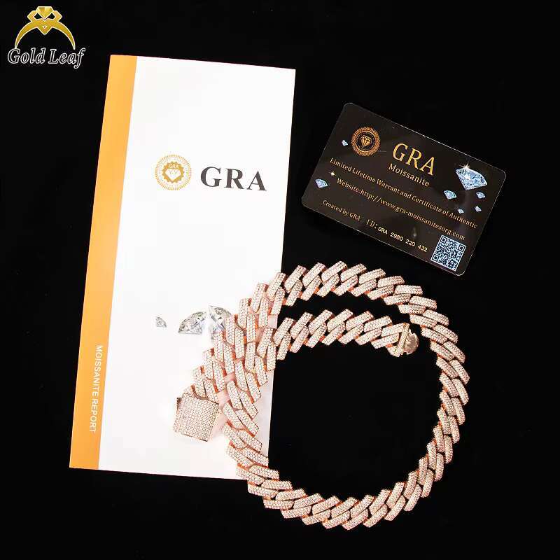 Hip hop jewelry necklace D-color vvs men's gold-plated Cuban pyroxene chain