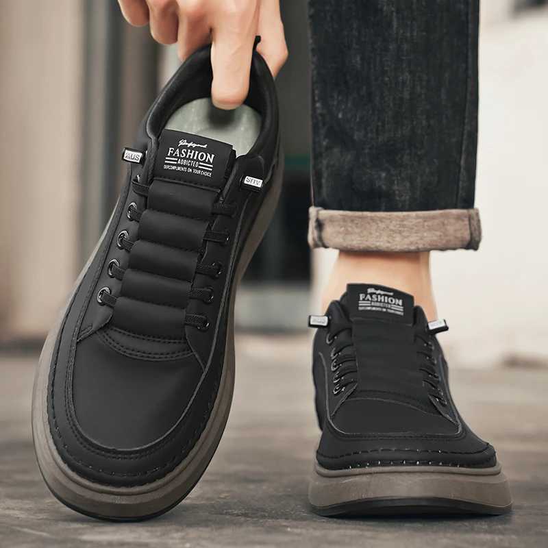 Leather Casual Shoes for Men Breathable White Sneakers Fi Driving Walking Tennis Shoes for M Off Flats Shoes Y250312