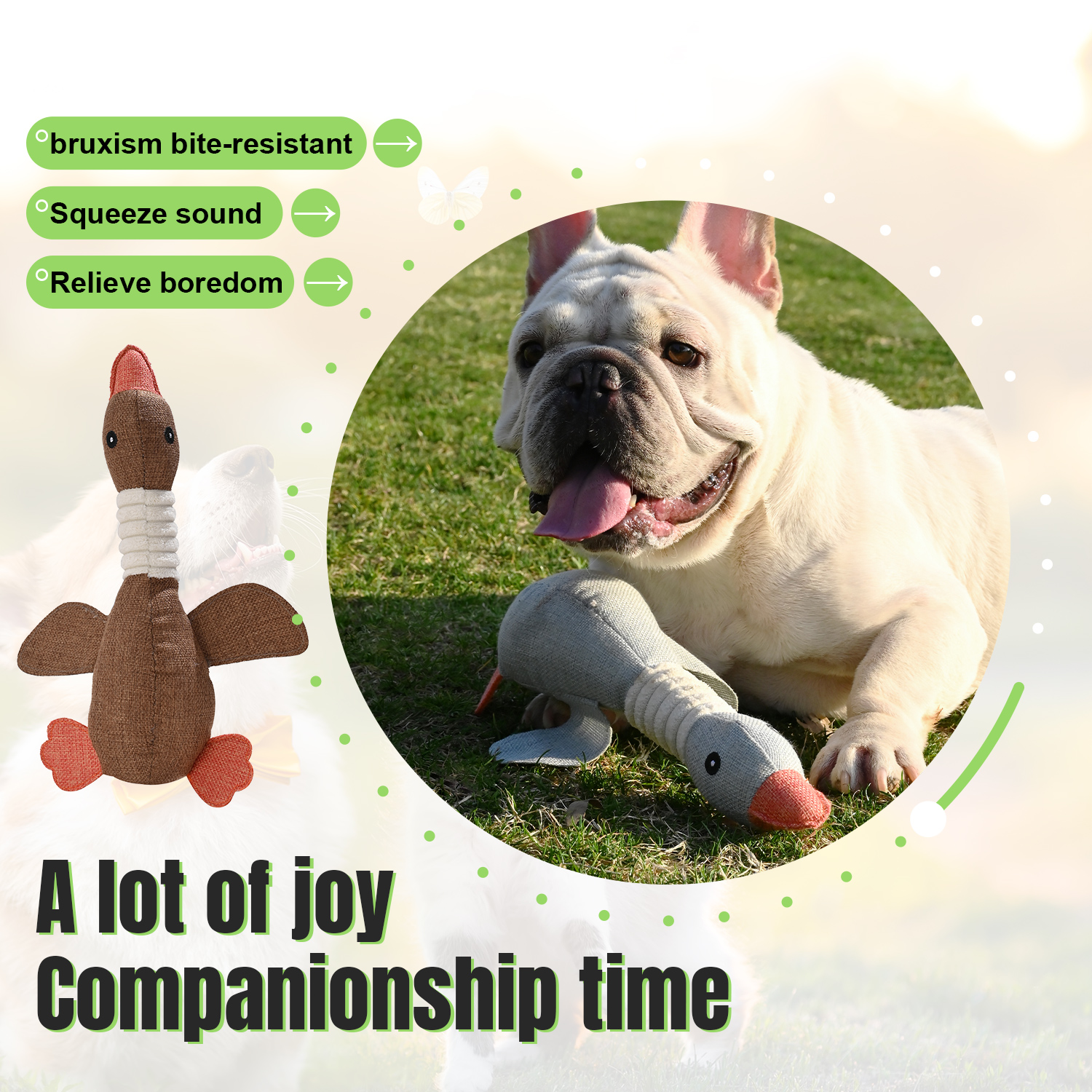 DHPET Squeaky Goose Durable Chew Aggressive Chewers Breed Dog Cat Play Interactive Toys for Small Medium Dogs Teething 12.99 Inch