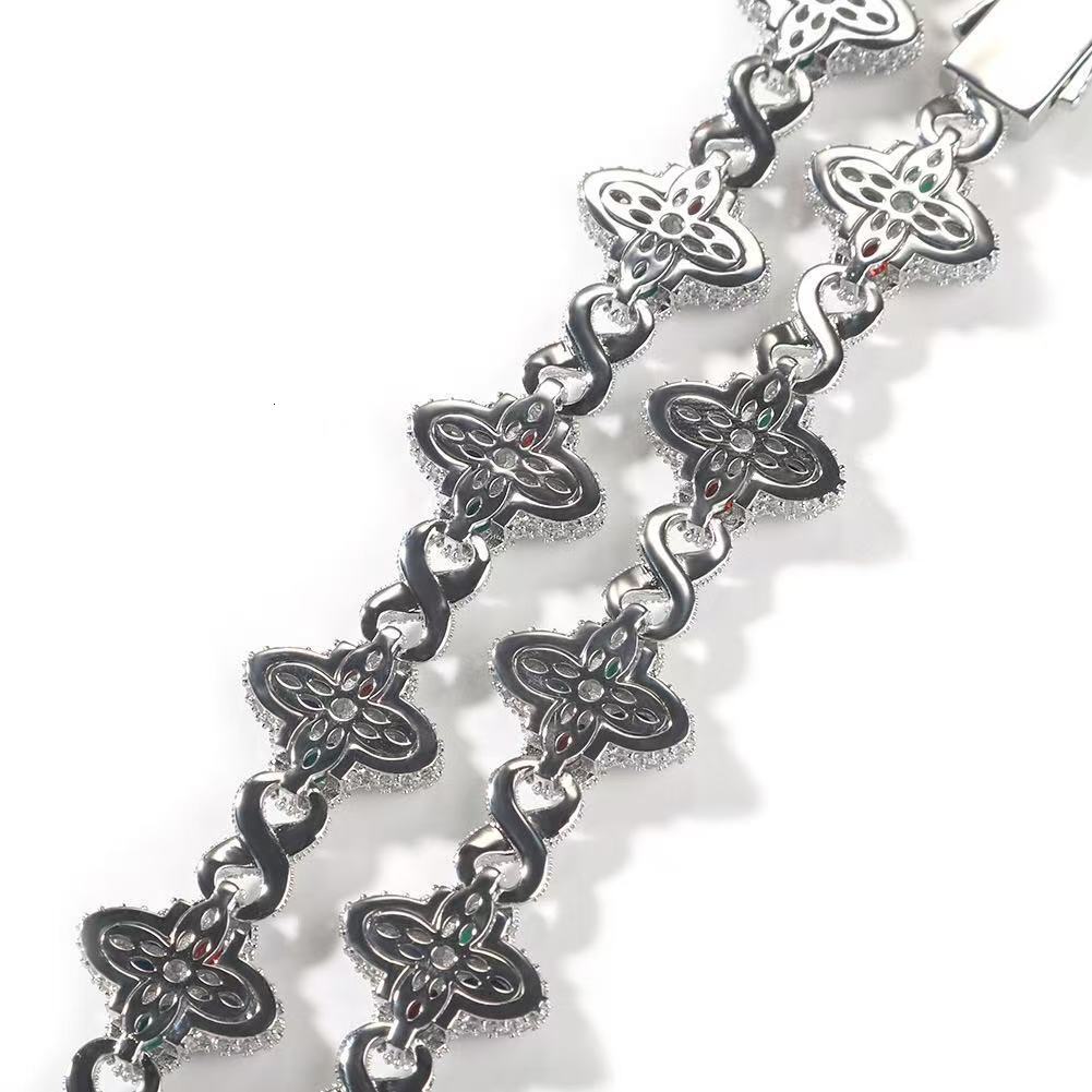 Rapper Hip Hop Jewelry Iced Out Moissanite Necklace 925 Silver Colored Four Leaf Clover VVS Moissanite Cuban Link Chain