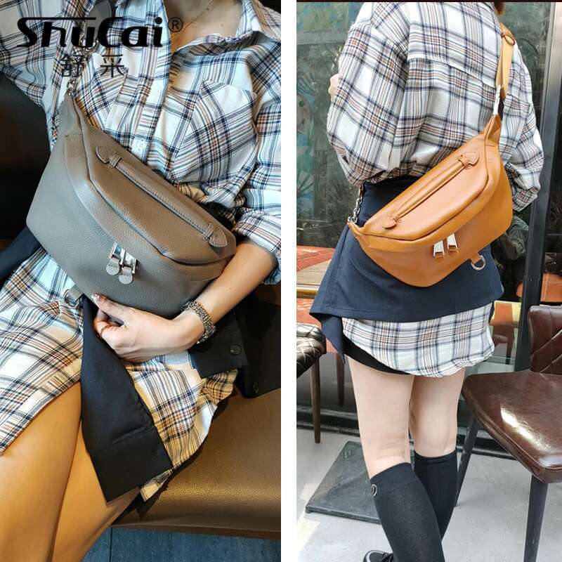New Genuine Leather Chest Fashion Trend Multi-Function 2022 New Shoulder Small Wallet Black Crossbody Bag