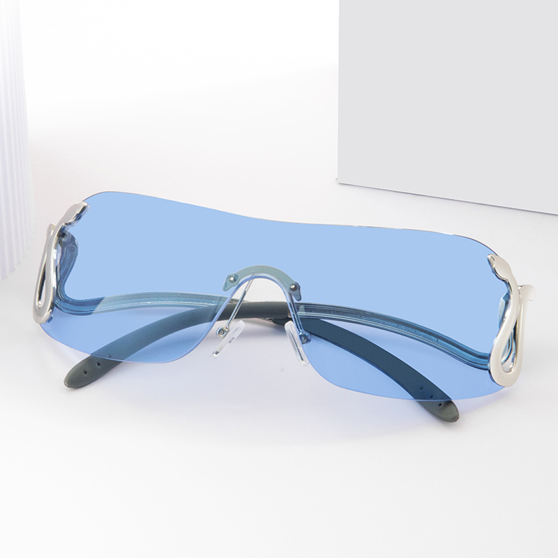 Free shipping 2025 new women frameless fashion sunglasses sunscreen party daily outfit gray blue pink transparent fashion design trendy