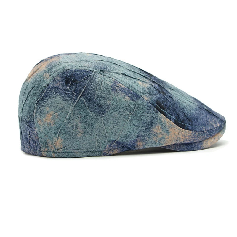Blue denim beret unisex fashion Y2k girls baseball cap spring and summer gothic retro printed womens short Brim hat 250313