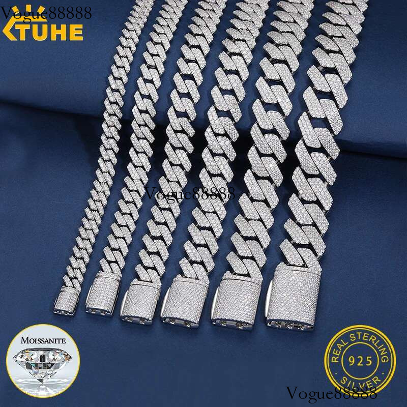 2025 High Quality Unisex VVS1 Moissanite Cuban Chain Necklace Sier For Men Hip Hop Jewelry
