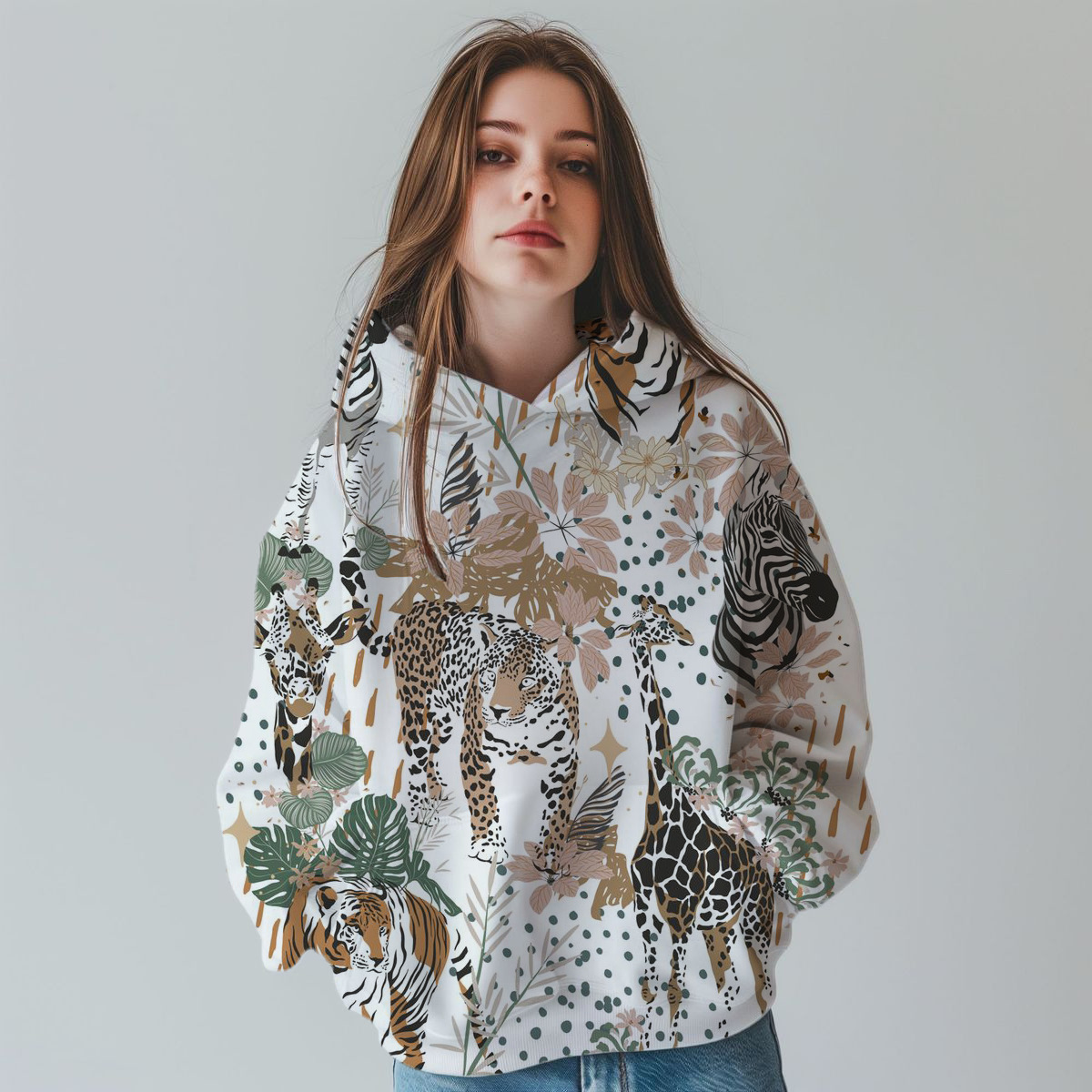 New Design Leopard Print Fashionable 3D Digital Printing Hooded Autumn/Winter Hoodie