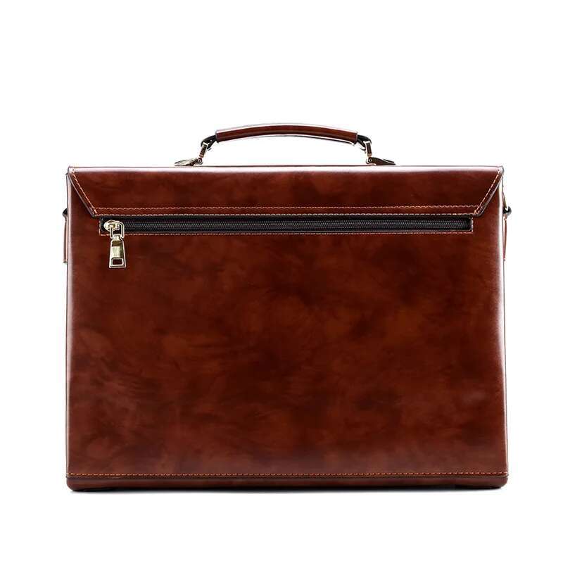 Leather Briefcases For Men Executive Business Office Notebook 16 Inch Laptop Handbag Shoulder Square Side Crossbody Bag