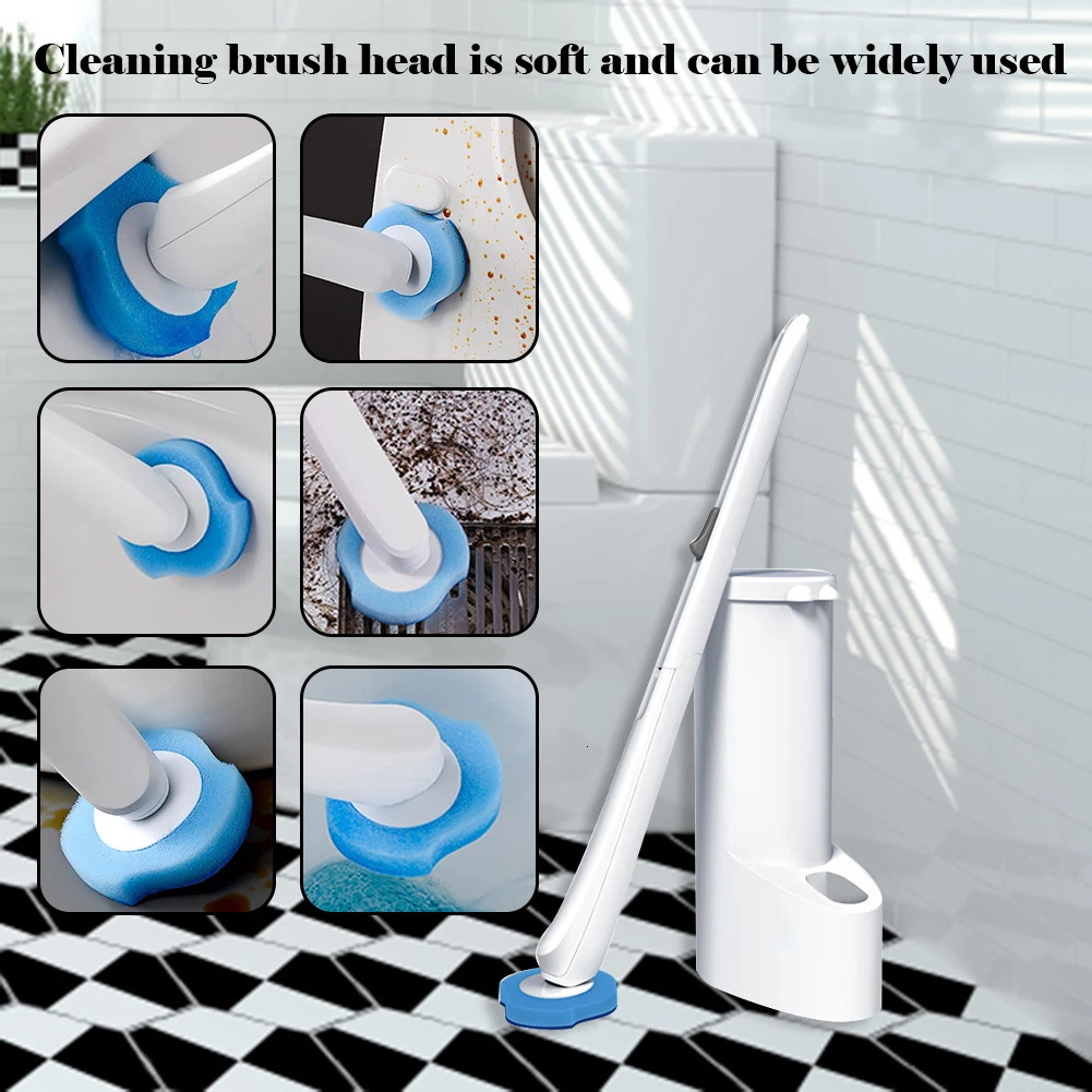 848PCS Disposable Replacement Head Toilet Brush Kit With Long Handle Auto Lid Opening Bowl Cleaner Pad Kits 250311