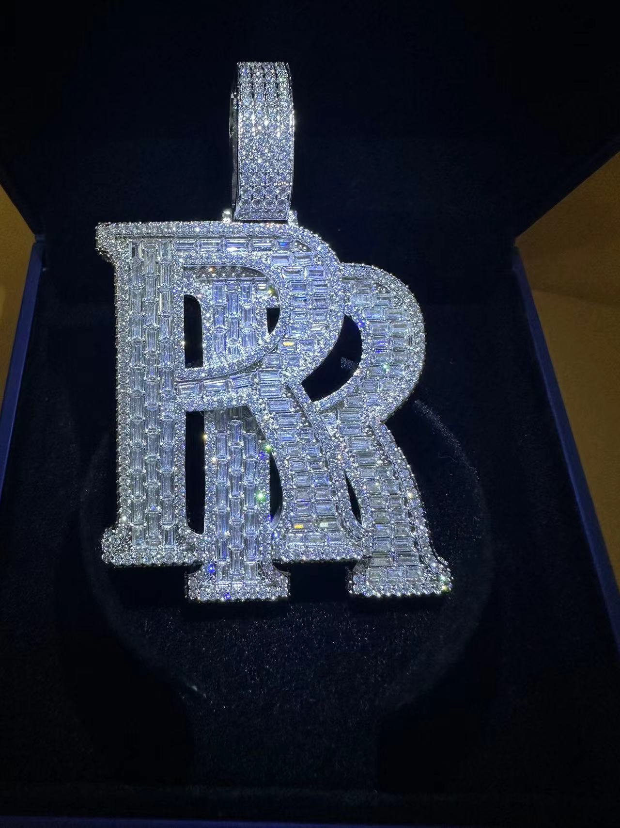 custom pendant cuban Moissanite chain Dia Necklace Iced Out Hip Hop Letter Name Pendant Chain For Men Custom Jewelry