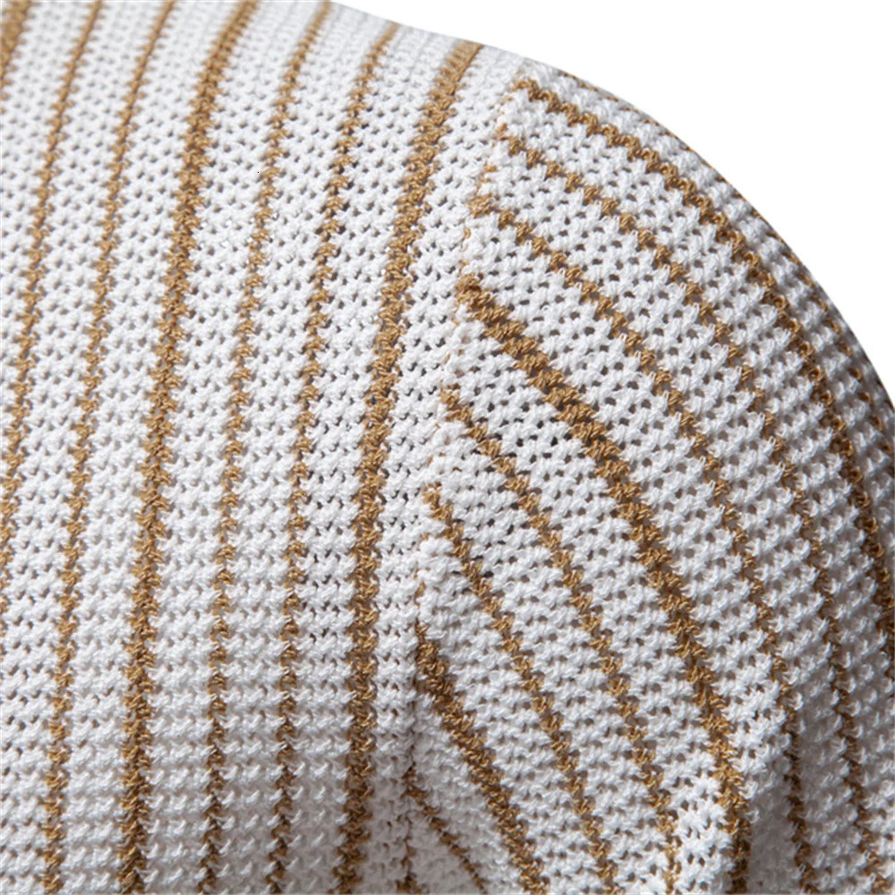 AIOPESON Mens Striped Mesh Polo Shirt Breathable Contrast Panel Knitted Top with Collar 250313