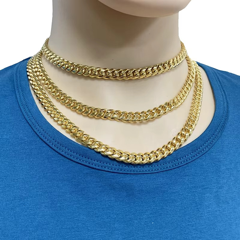 Ready to Ship Stock Stainless Steel 316L 18K Pvd Plated 8MM Miami Mens Cuban Chain Necklace