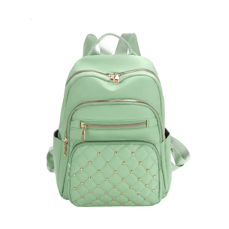 2025 Texture Rivet Backpack Large Capacity Simple Women s Diamond Grid Fashion Designer Summer Backpack New Outdoor Leisure Storage Bag Wallet Handbag