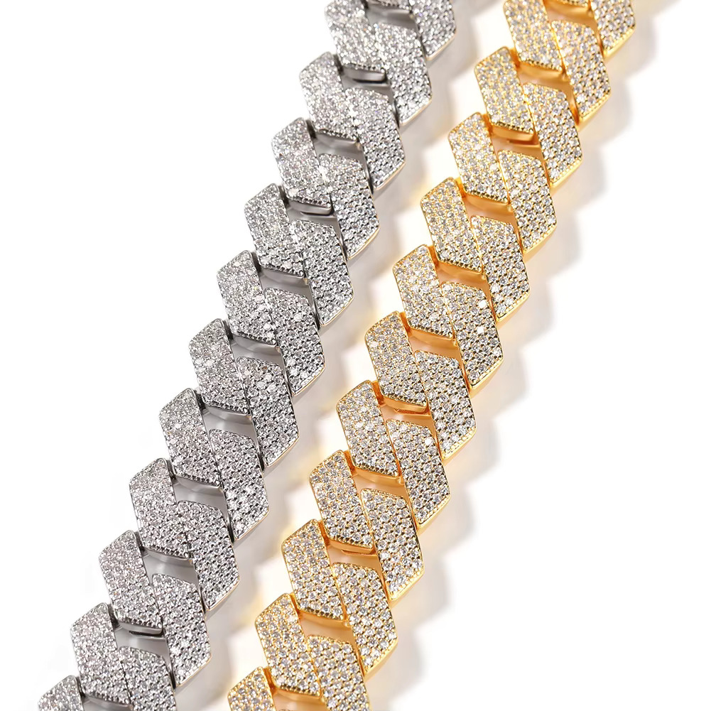 New Arrival Lab Grown Diamond Hiphop 19mm Thick Chunky 18K Gold Iced Out CZ Miami Cuban Link Chain Trendy Unisex Necklace