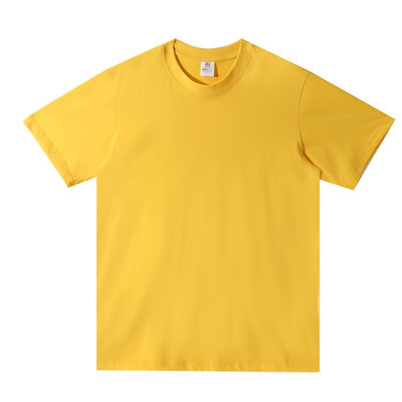 Wholesale men's cotton brown black orange big red pure color color breathable short sleeve T-shirt