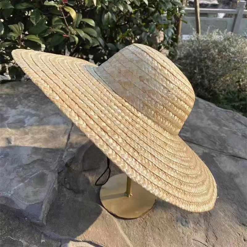 baseball cap summer wheat woven with rope large eave straw hat, sunshade, rainproof, labor protection, agricultural hat