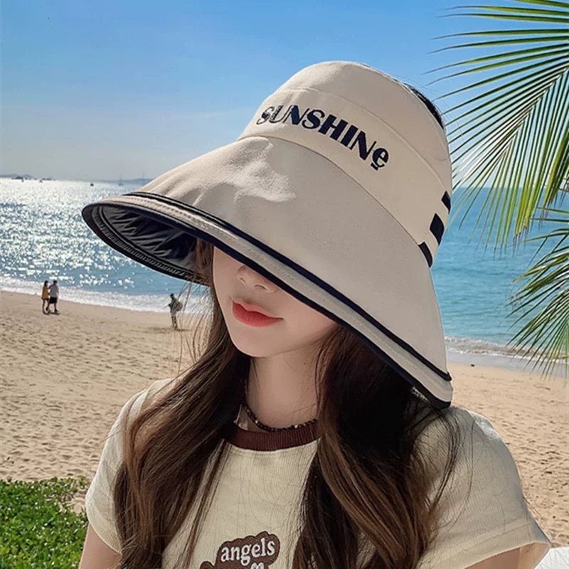 baseball cap Large brimmed women, summer face blocking, UV resistant shawl, sun for outdoor cycg, versatile ponytail basin hat