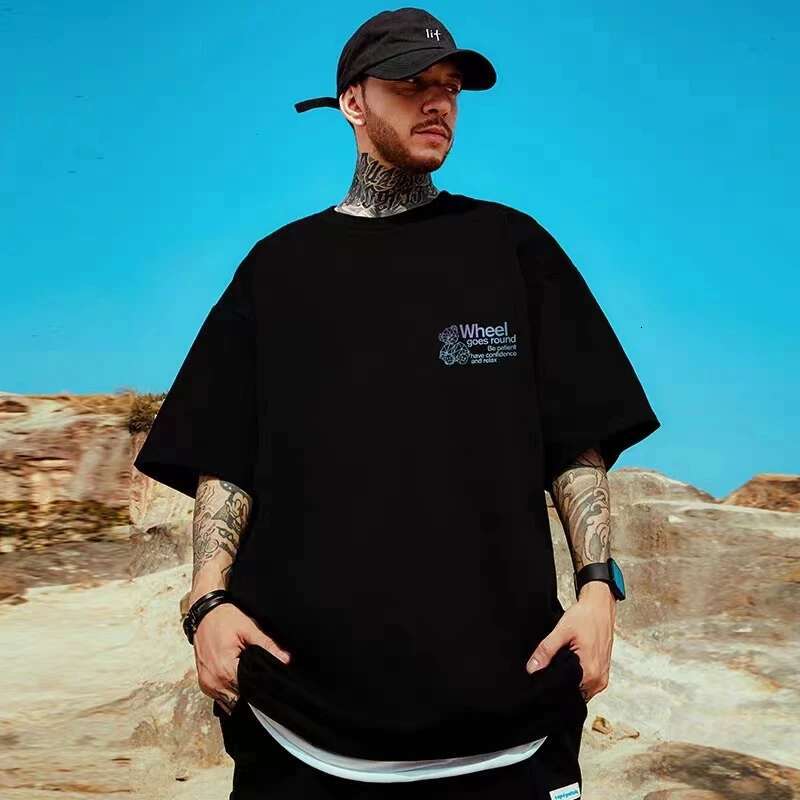 Anime Bear Print Y2k Men Summer Cotton Round Neck Short Sleeve Tee Hip-Hop Streetwear Haruku Loose Oversized T-Shirt